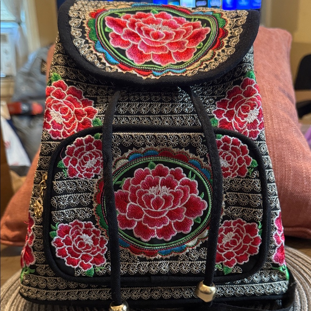 5/$25 Floral Embroidered Backpack NEW CONDITION